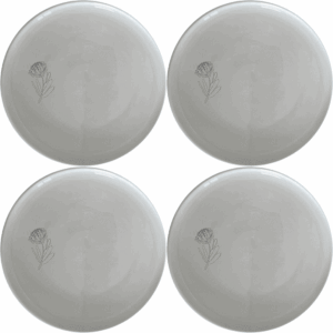 Discover the Western Cape Fynbos Side Plate Set of 4, a stunning collection of ceramic plates adorned with delicate botanical designs.