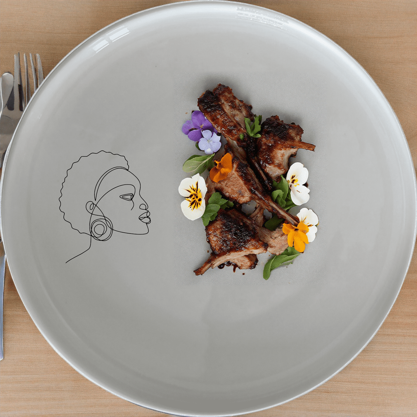 Young African Woman Dinner Plate Set of 4 - Range 1 adds a modern touch to your dining table with its sleek design and cultural inspiration.