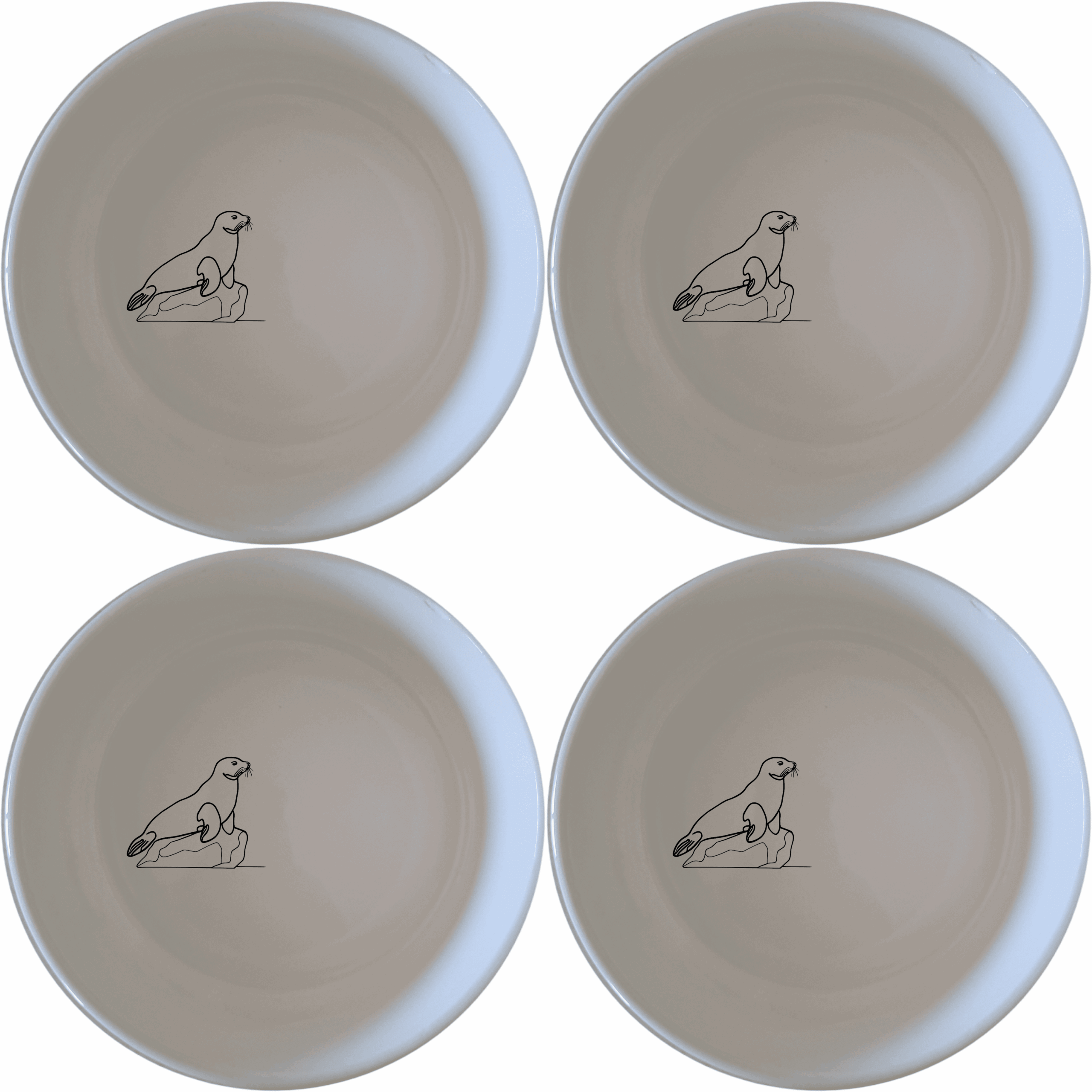 The Harbor Seal Bowl Set of 4 - Range 1 features a charming harbor seal design, perfect for adding a touch of nature to your dining table.