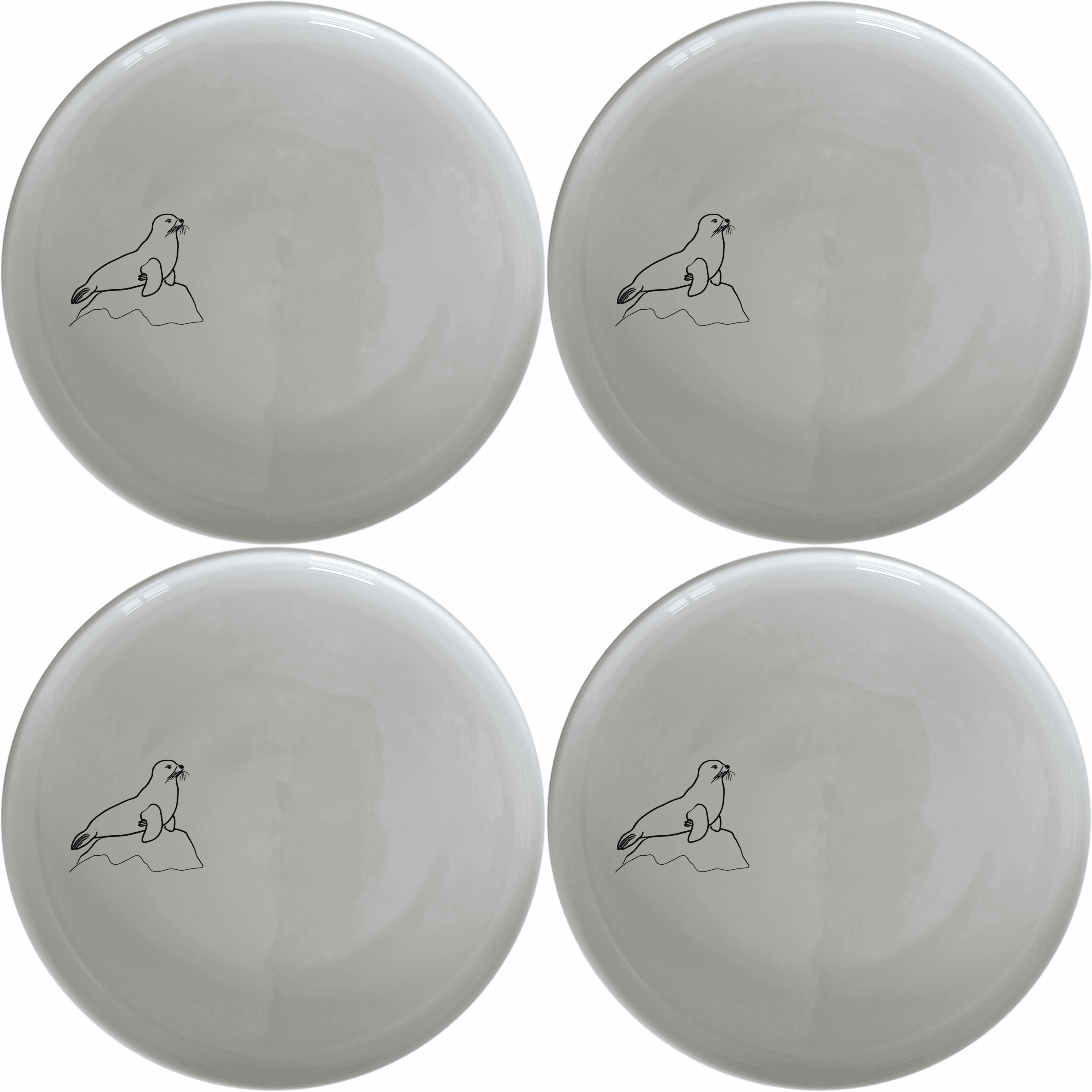 Abstract Harbor Seal Side Plate Set of 4 - Range 2 is a stylish and modern addition to any dining set, featuring a unique harbor seal design.