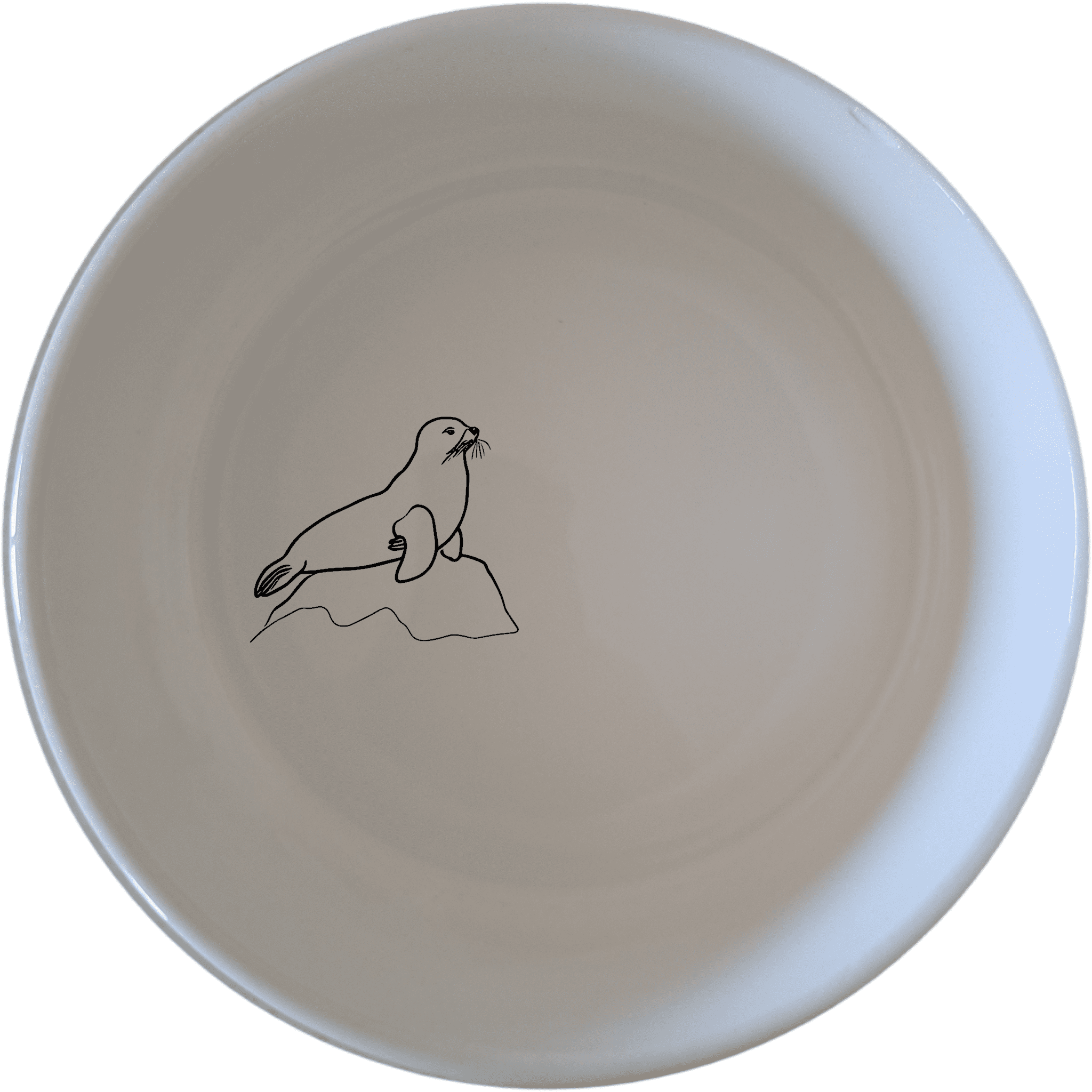 The Abstract Harbor Seal Bowl Set of 4 - Range 2 features minimalist harbor seal designs on white ceramic bowls, perfect for modern dining.