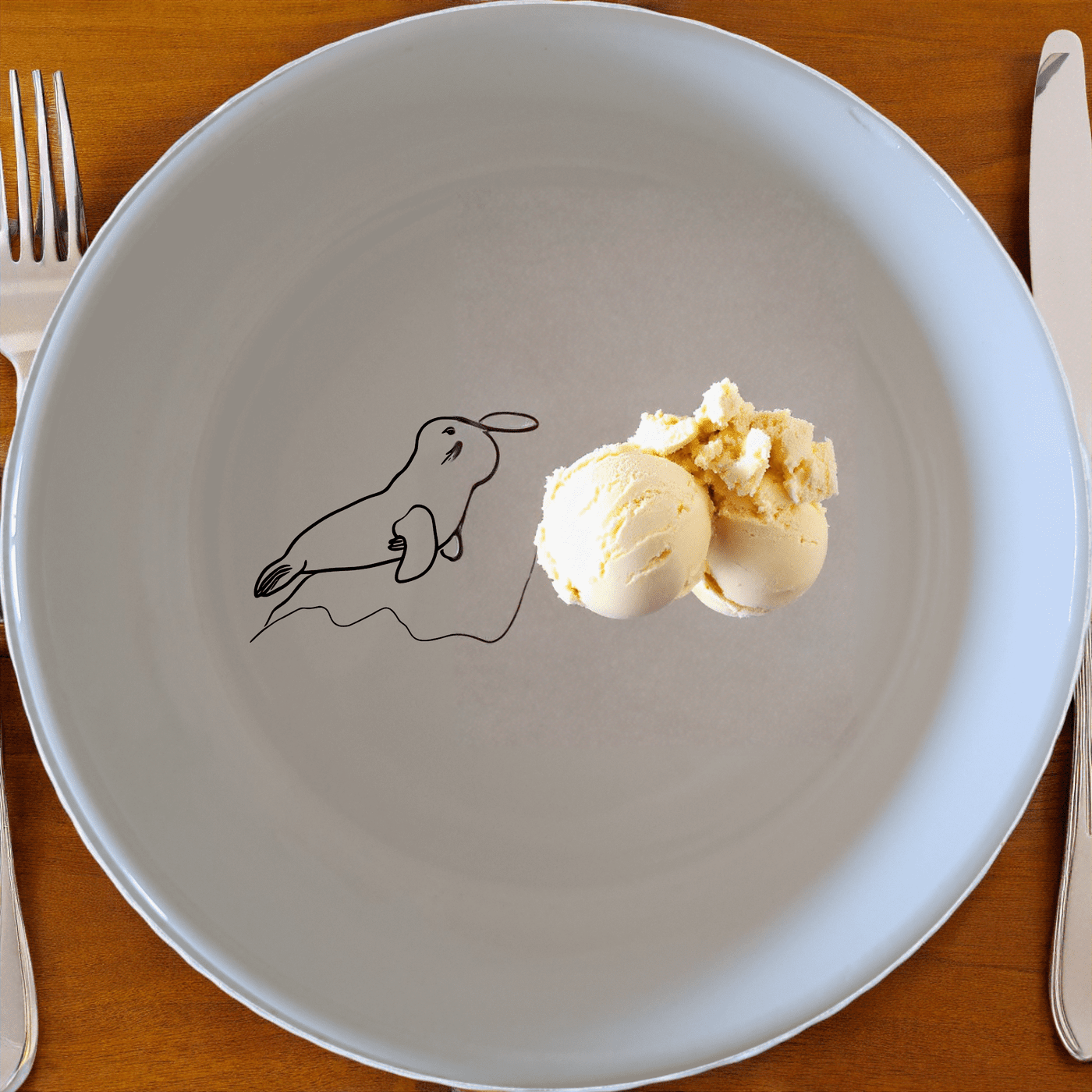 The Abstract Harbor Seal Bowl Set of 4 - Range 2 features minimalist harbor seal designs on white ceramic bowls, perfect for modern dining.