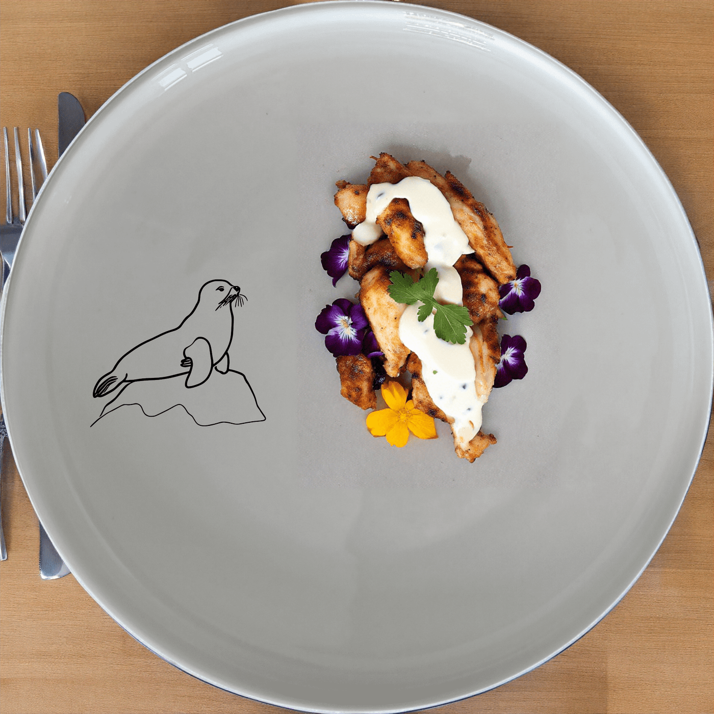 Harbor Seal Rock Dinner Plate Set of 4 - Range 2 is a stylish and elegant dinner plate set featuring a charming harbor seal design, perfect for adding a touch of nature to your dining experience.