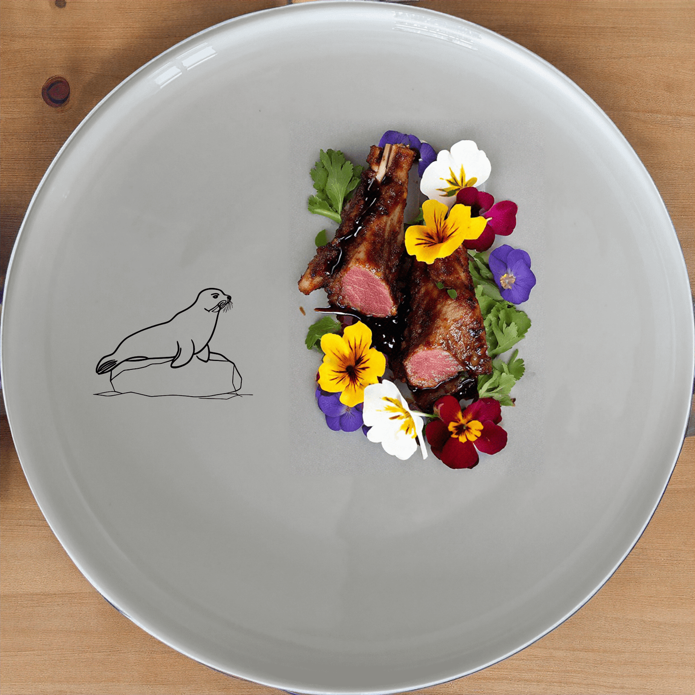 Harbor Seal Rock Side Plate Set of 4 - Range 3 is a beautiful and unique set of plates featuring an abstract harbor seal design. Perfect for any kitchen or dining room.