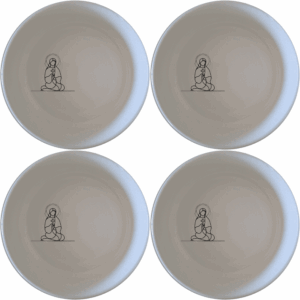 The Christian Imagery Bowl Set of 4 features a serene and contemplative design, perfect for daily use or special occasions.