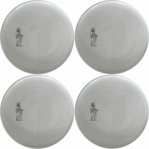 Jesus Figure Dinner Plate Set of 4 features a classic depiction of Jesus, perfect for religious-themed dining and ceremonies.