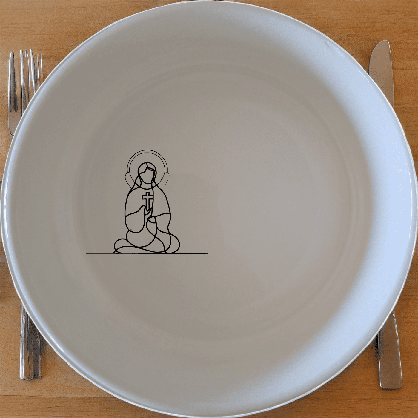 The Christian Imagery Bowl Set of 4 features a serene and contemplative design, perfect for daily use or special occasions.