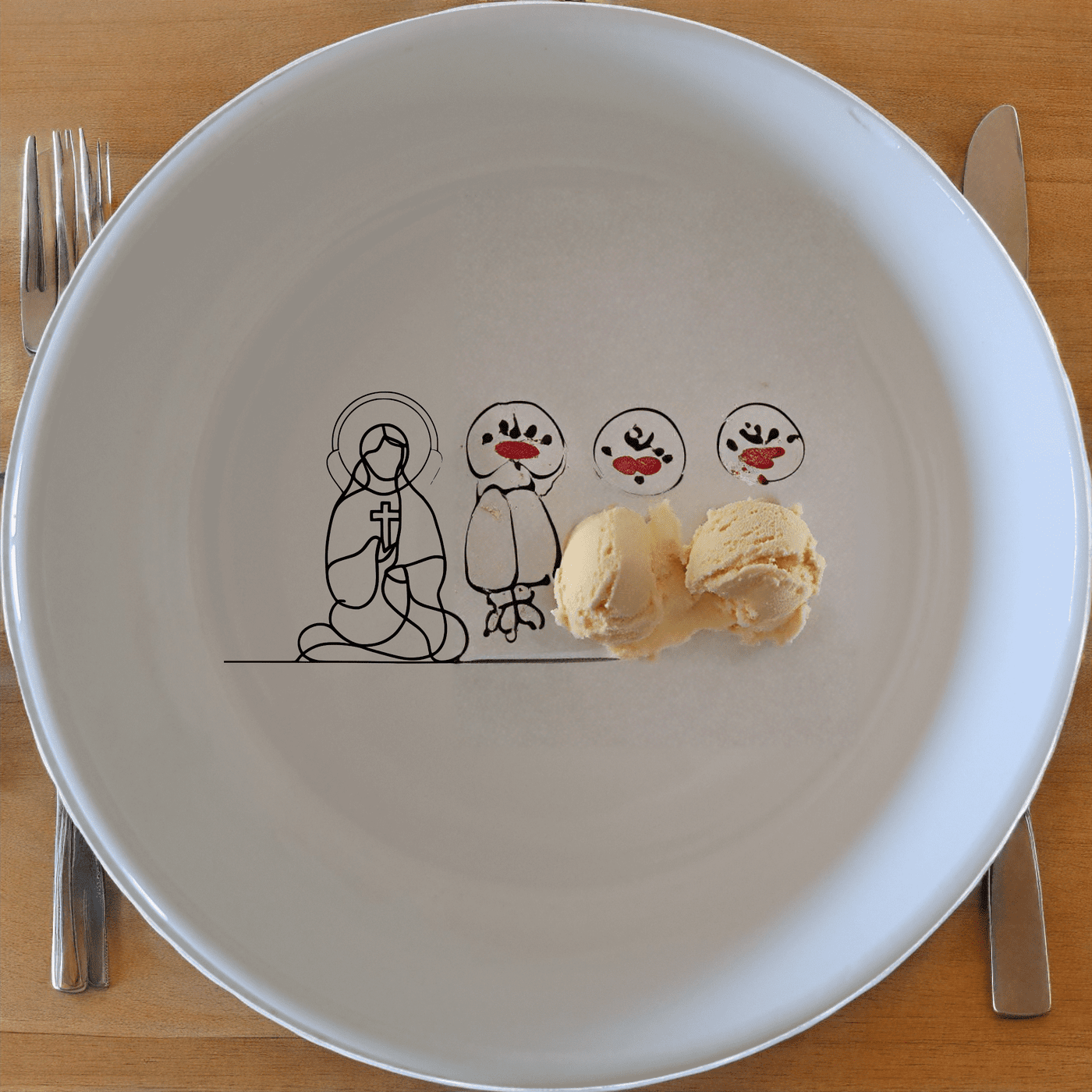 The Christian Imagery Bowl Set of 4 features a serene and contemplative design, perfect for daily use or special occasions.