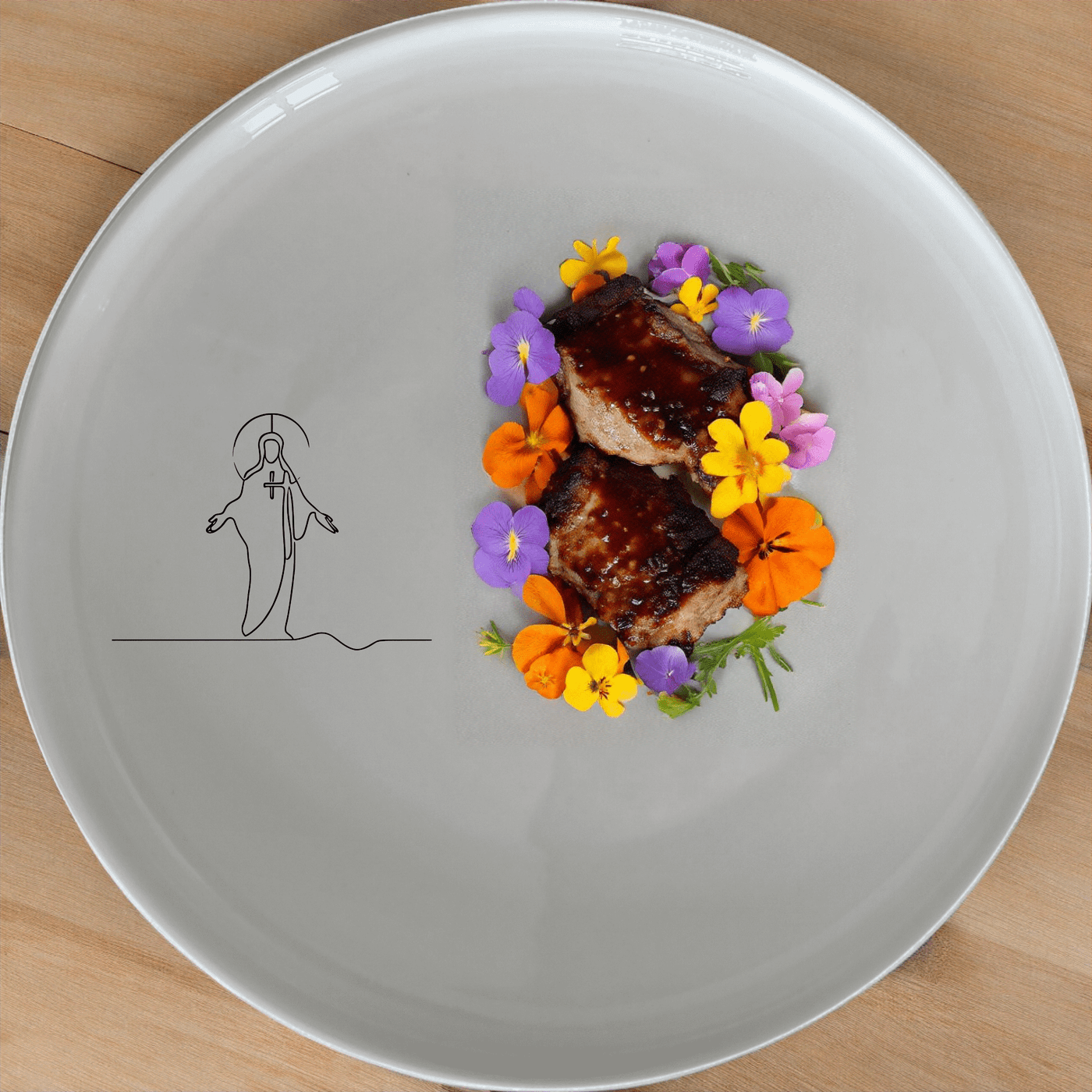 Christian Imagery Dinner Plate Set of 4 features a serene and timeless design perfect for any dining occasion.