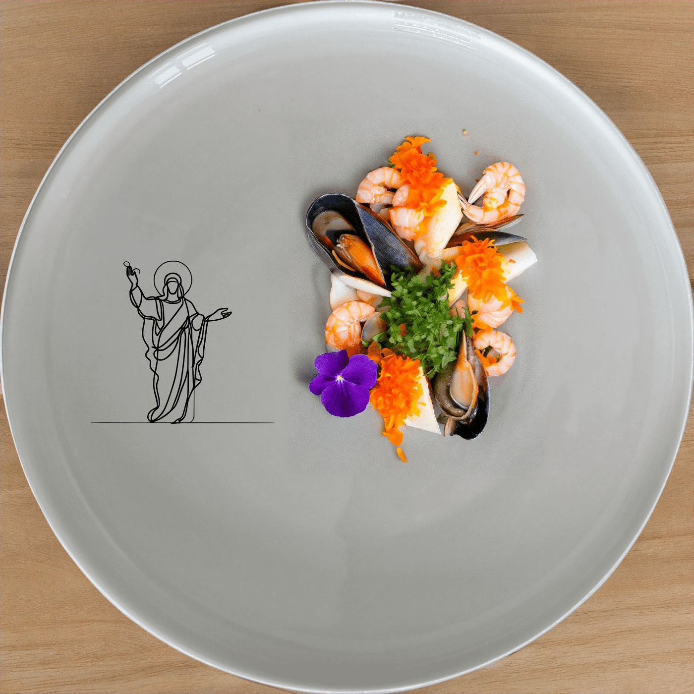 The Christian Imagery Dinner Plate Set of 4 features elegant laser-etched designs perfect for special occasions and daily use.