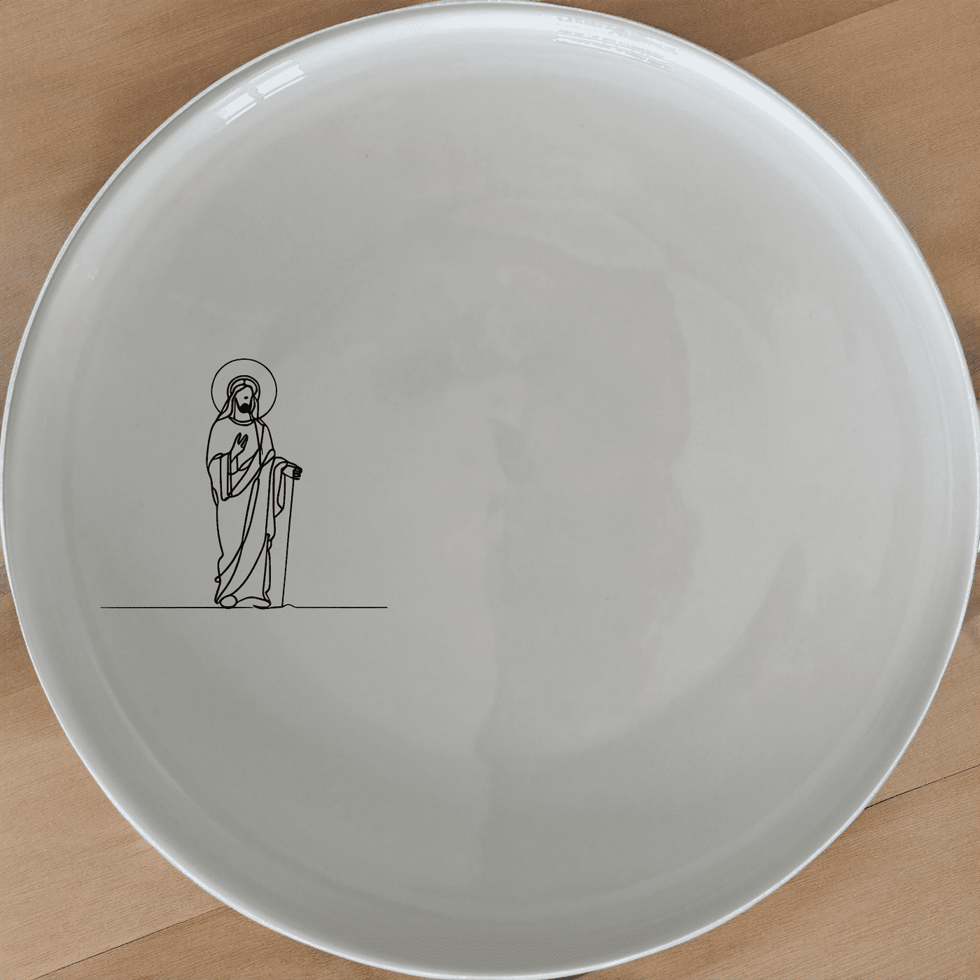 Jesus Figure Dinner Plate Set of 4 features a classic depiction of Jesus, perfect for religious-themed dining and ceremonies.