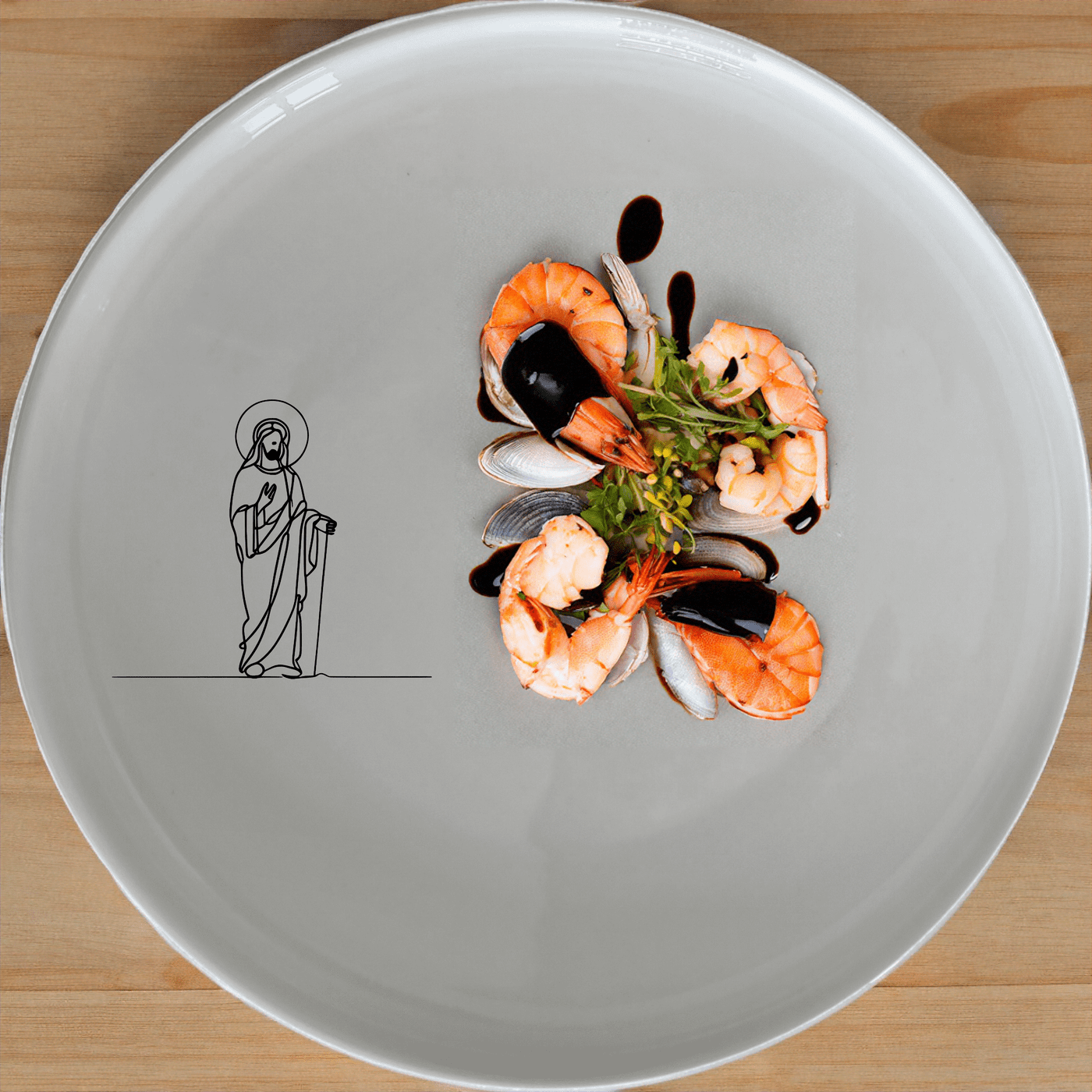 Jesus Statue Side Plate Set of 4 is a beautifully designed set of four white ceramic side plates featuring an elegant laser-etched Jesus statue design. Perfect for everyday use or special occasions.