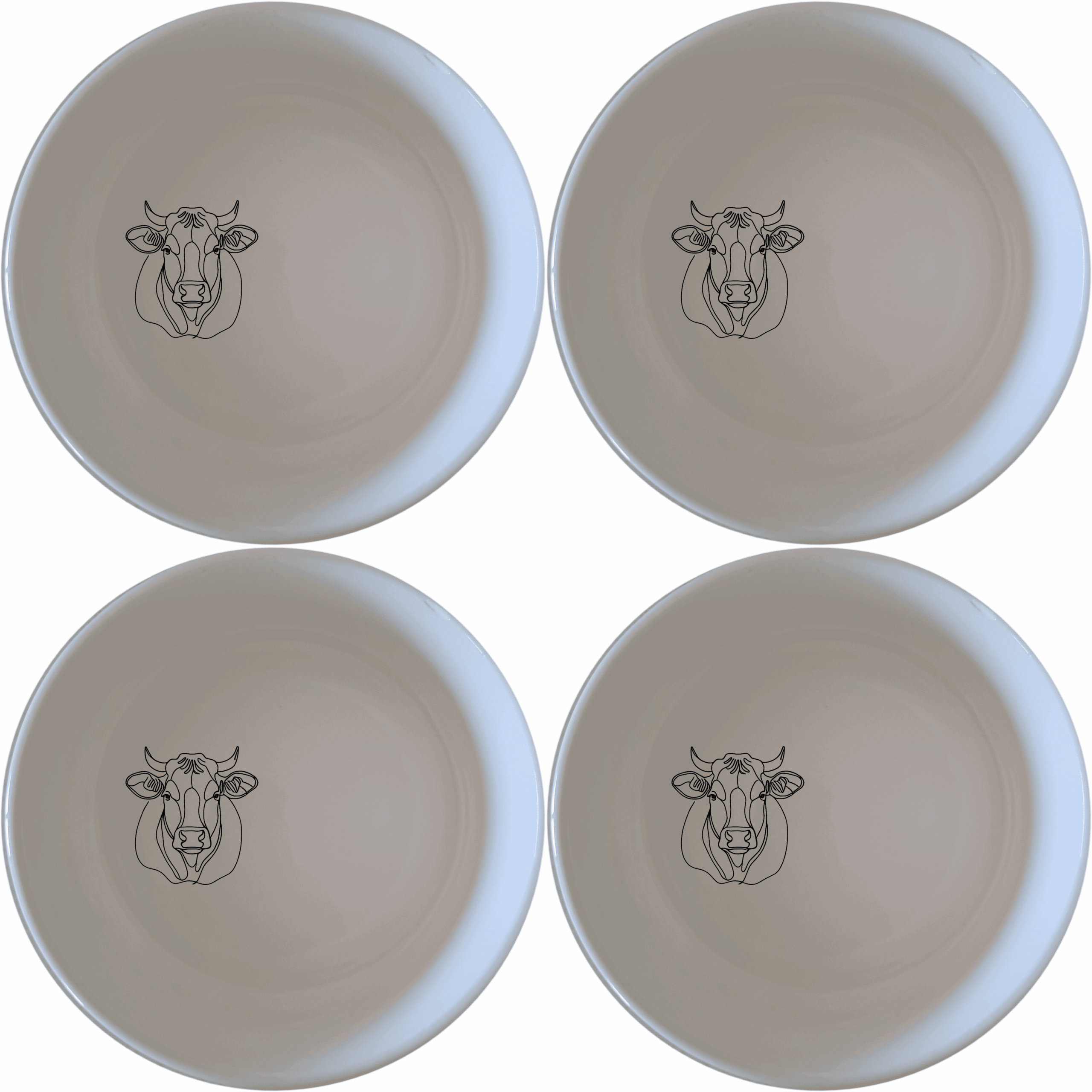 Curvey Fat Jersey Cows Bowl Set of 4 - Range 1 is a stylish and practical addition to your kitchen, featuring unique laser-etched designs.