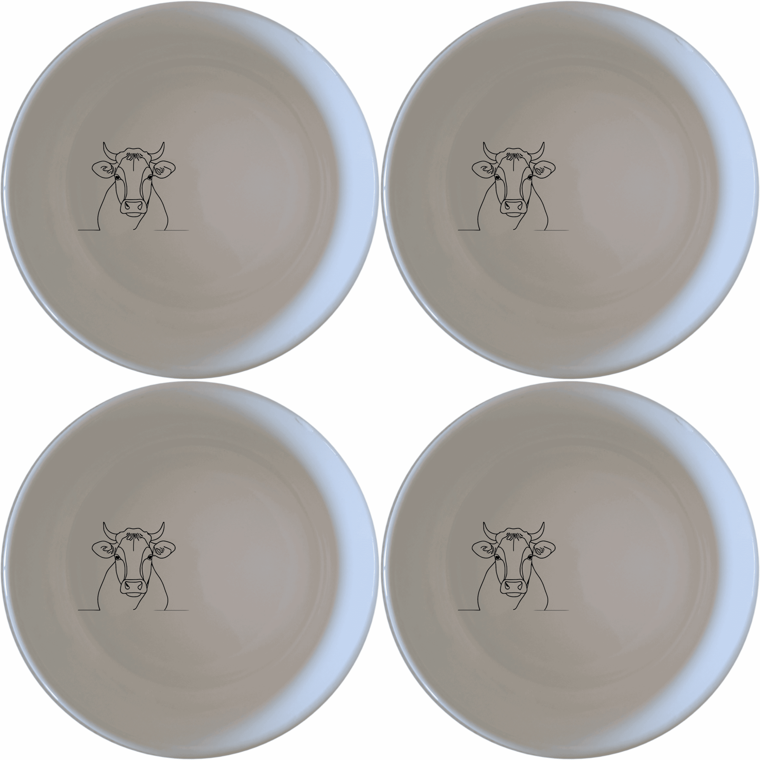 Curvey Fat Jersey Cows Bowl Set of 4 - Range 3 is a charming and stylish addition to your kitchen, featuring a minimalist design with a cow silhouette.