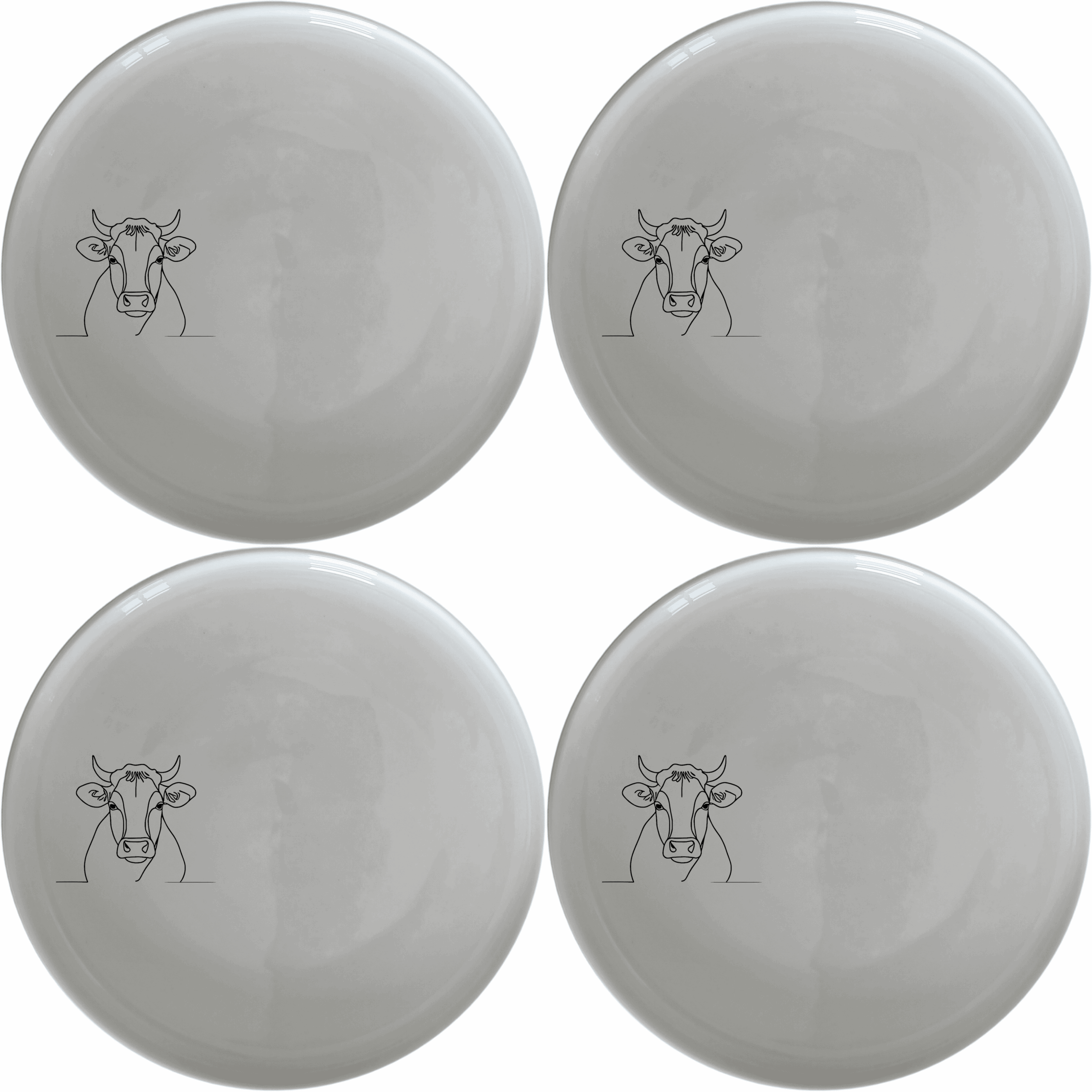 Curvey Fat Jersey Cows Side Plate Set of 4 - Range 3 offers a charming and modern design perfect for any dining table.