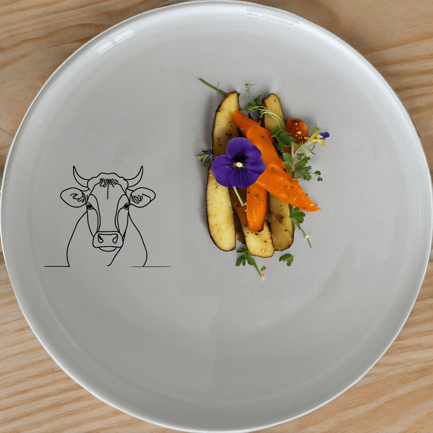 Curvy Fat Jersey Cows Dinner Plate Set of 4 - Range 3 is a stylish and modern dinner plate set featuring a unique design, perfect for any dining occasion.