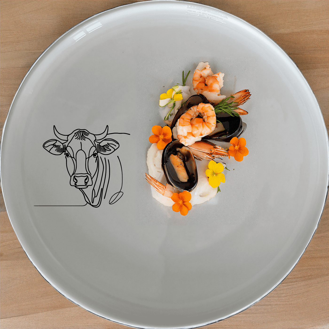 Curvy Fat Jersey Cows Dinner Plate Set of 4 - Range 4 is a stylish and modern dinner plate set featuring a sleek cow design, perfect for adding a touch of elegance to your dining table.