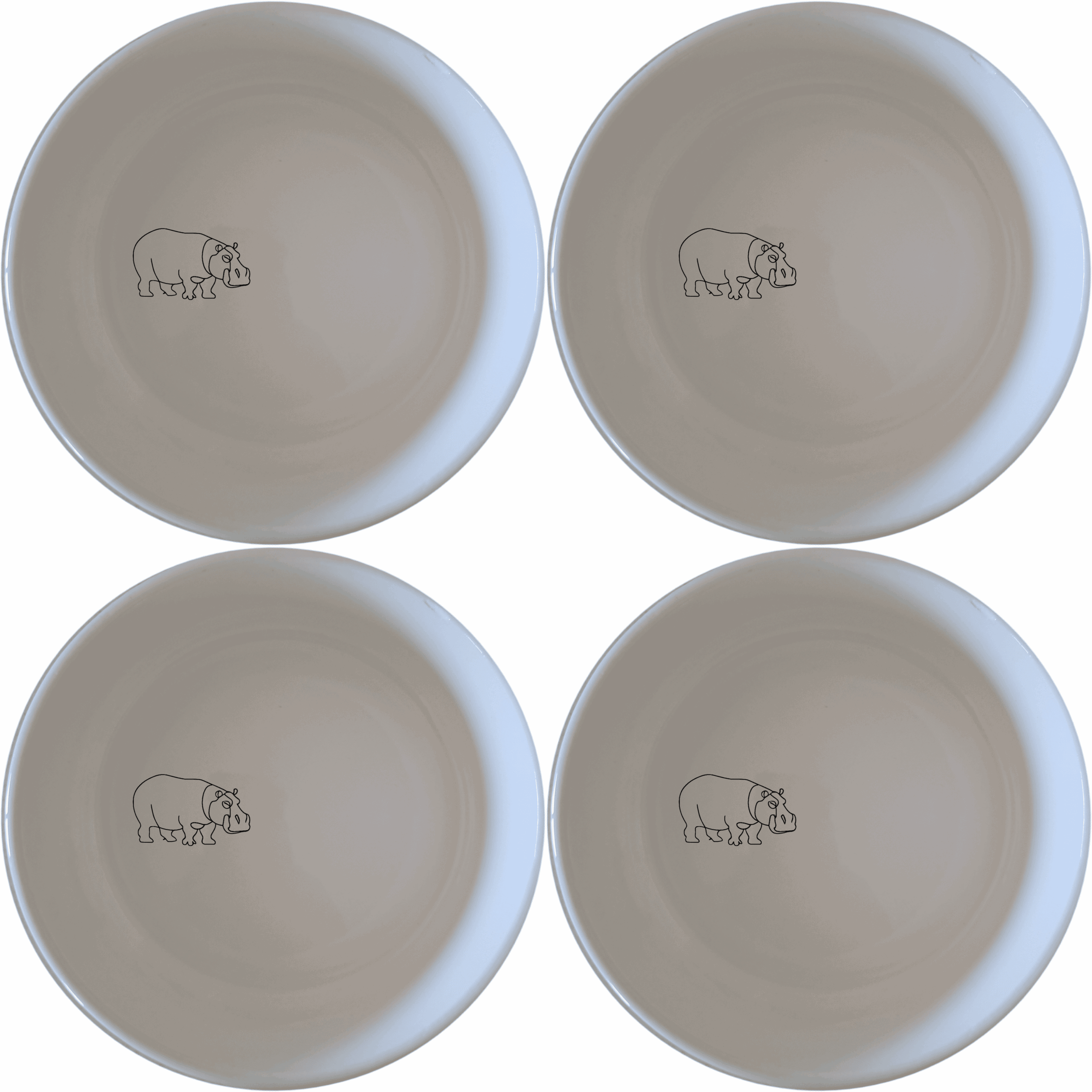 The Curvey Silhouette Hippo Bowl Set of 4 - Range 3 features a sleek, modern design with a subtle hippo silhouette etched into each bowl. Perfect for everyday use or special occasions.