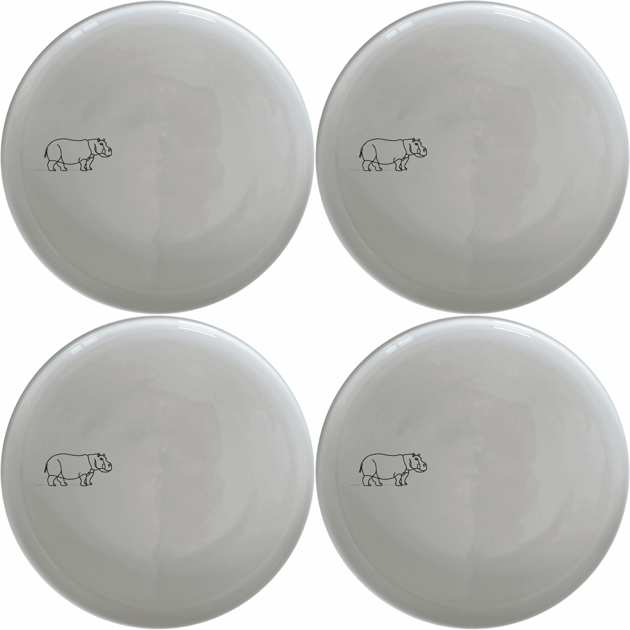 Curvy Silhouette Hippo Side Plate Set of 4 - Range 1 is a stylish and modern addition to any dining set, perfect for everyday use or special occasions.