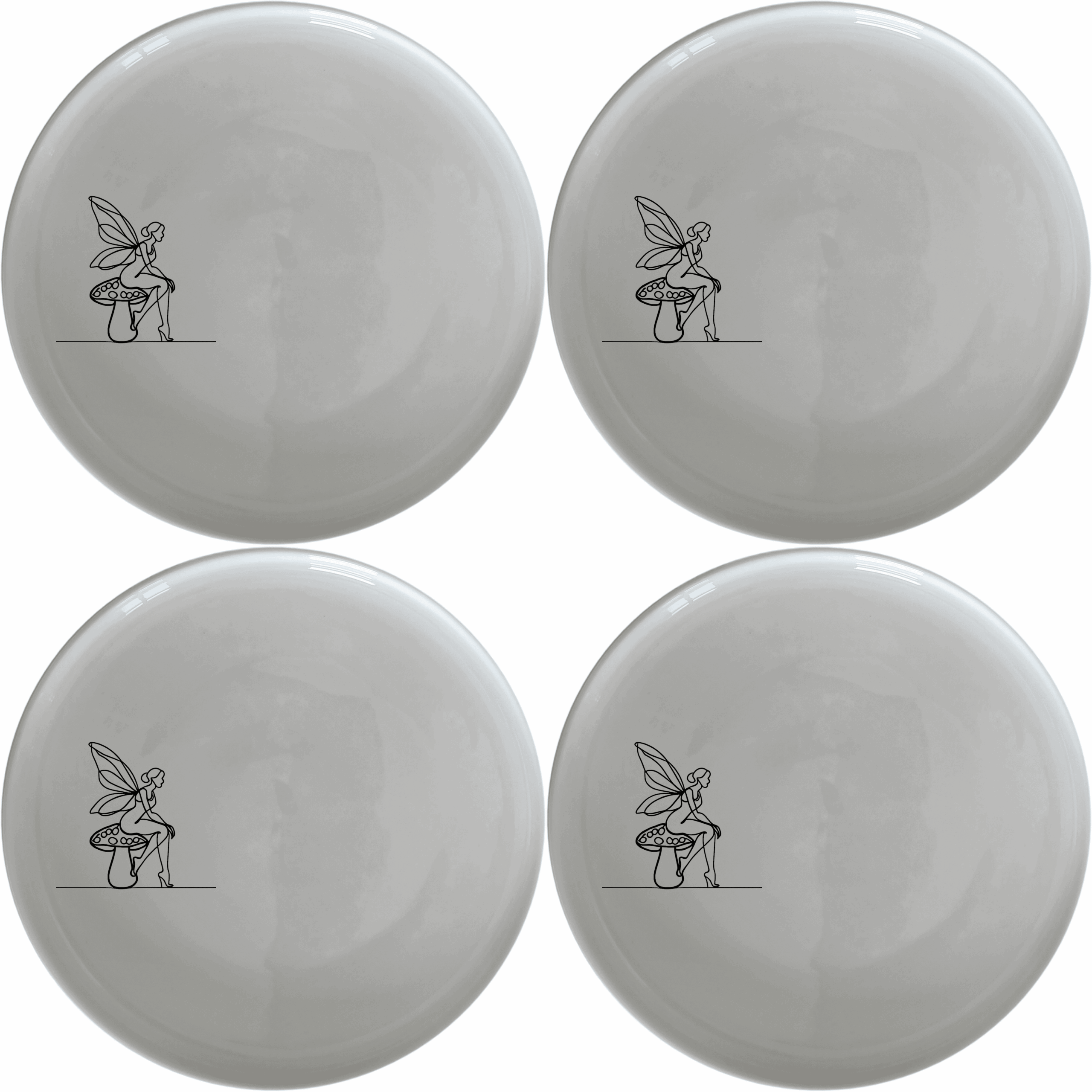 The Delicate Fairy Toadstool Side Plate Set of 4 adds a touch of whimsy to your dining table with its charming design.