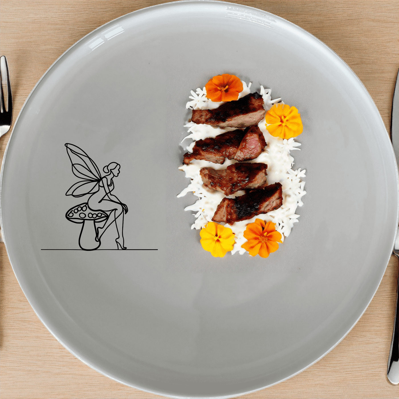 The Delicate Fairy Toadstool Dinner Plate Set of 4 adds a touch of whimsy to your dining table with its charming design.