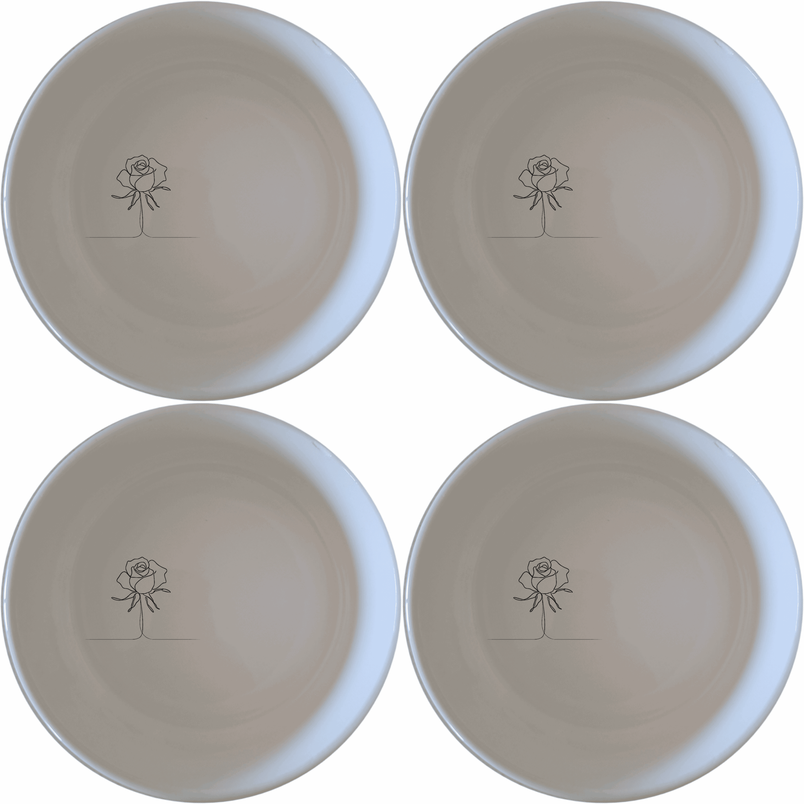 Delicate Roses Bowl Set of 4 offers a minimalist design with elegant rose outlines, perfect for everyday use or special occasions.