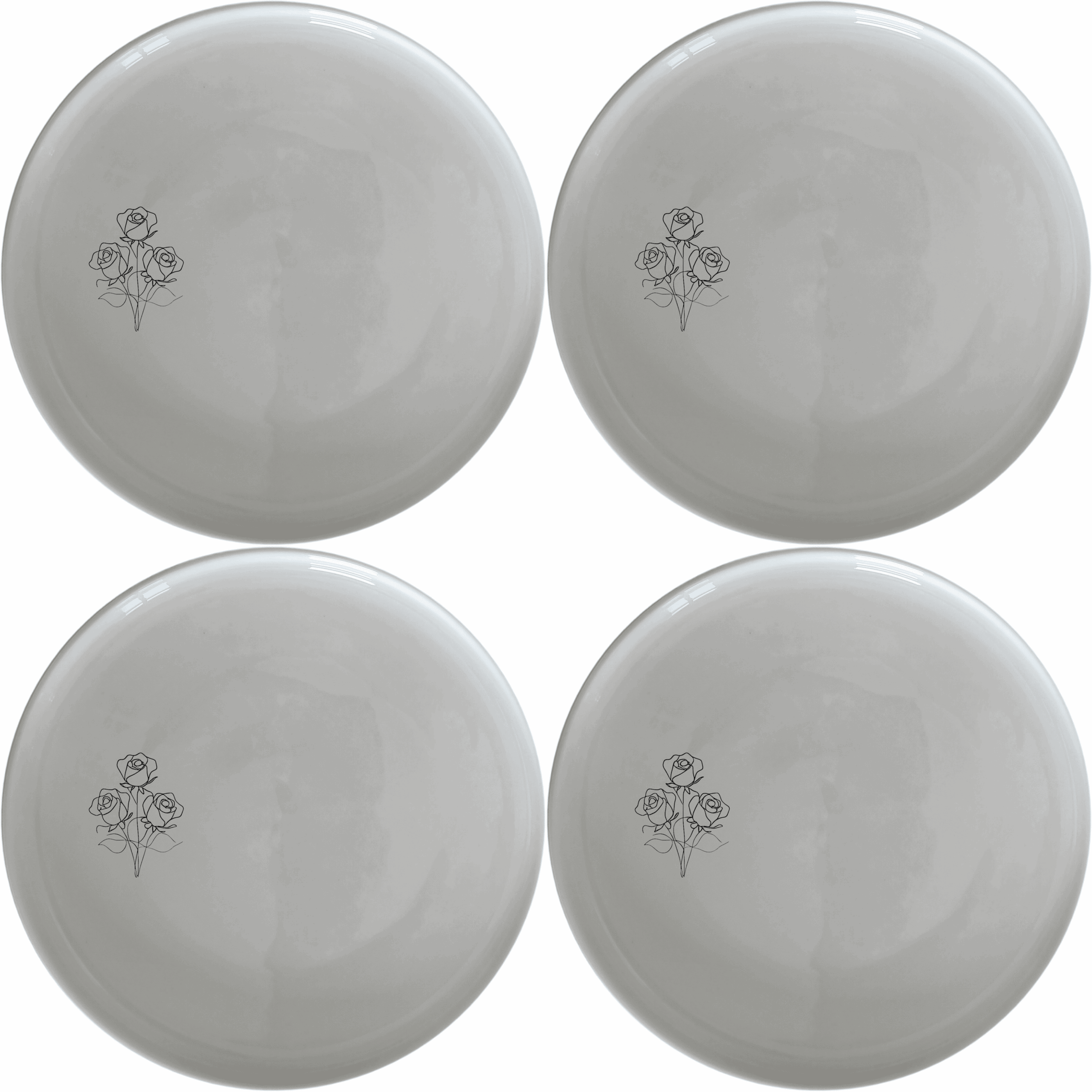 Delicate Roses Side Plate Set of 4 features elegant rose designs on white ceramic plates, perfect for any dining occasion.