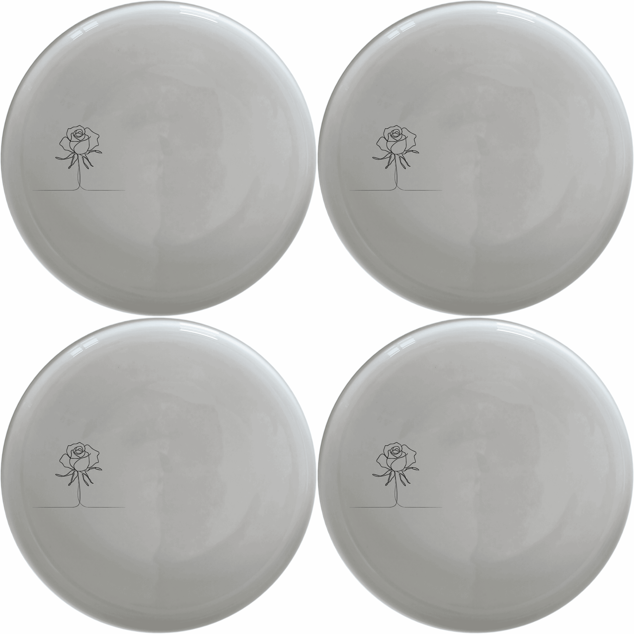 Delicate Roses Side Plate Set of 4 offers a minimalist design perfect for any dining setting. This set of four plates features a subtle rose etching that adds a touch of elegance to your table.