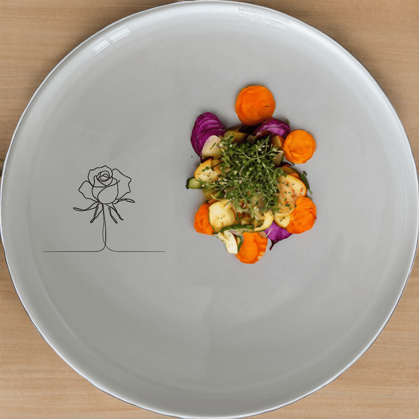 Delicate Roses Side Plate Set of 4 offers a minimalist design perfect for any dining setting. This set of four plates features a subtle rose etching that adds a touch of elegance to your table.