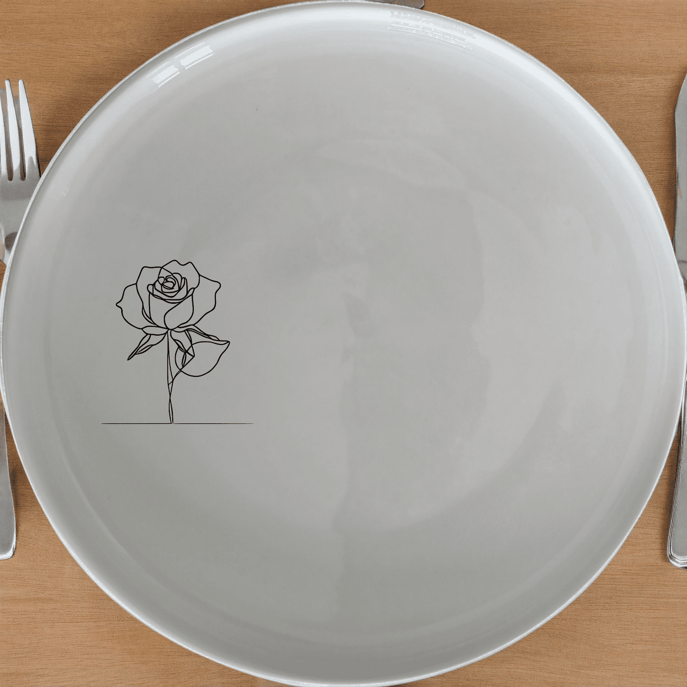 The Delicate Roses Side Plate Set of 4 features a minimalist rose design, perfect for adding a touch of elegance to any dining setting.