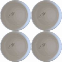 The Hand Drawing Flat Bowl Set of 4 - Range 4 features minimalist line art of a hand on each bowl, perfect for modern and contemporary dining settings.