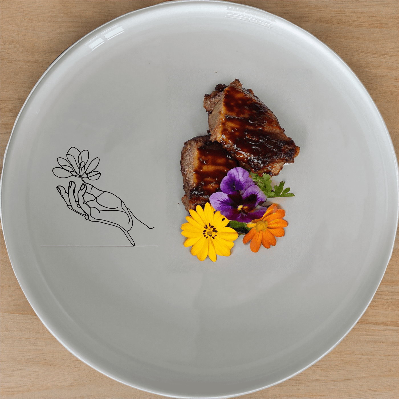 The Drawing Hand Dinner Plate Set of 4 - Range 2 features a minimalist design perfect for modern dining. Crafted from premium ceramic, these plates are both stylish and durable.