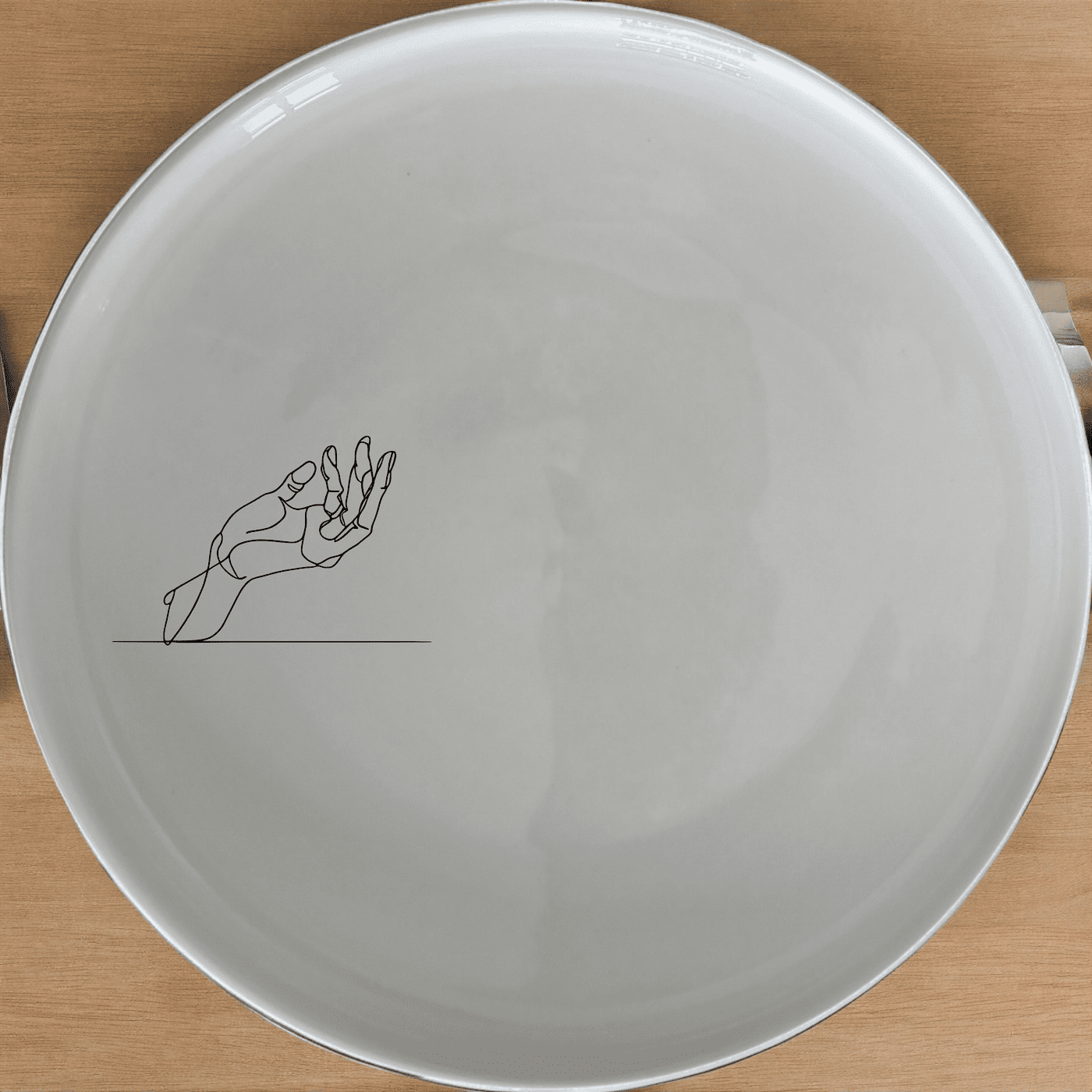 The Drawing Hand Dinner Plate Set of 4 - Range 4 features a minimalist design perfect for modern dining.