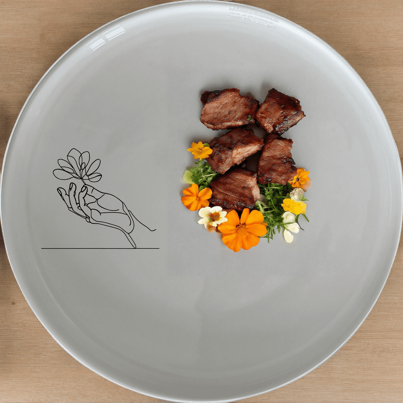 The Hand Drawing Side Plate Set of 4 - Range 2 features a minimalist, abstract design perfect for modern dining. Crafted from durable ceramic, these plates are dishwasher and microwave safe, making them ideal for everyday use.