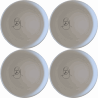 The Curvy Fat Mona Lisa Bowl Set of 4 - Range 1 features a minimalist design with a subtle artistic touch, perfect for modern dining.