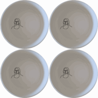 The Curvy Fat Mona Lisa Bowl Set of 4 - Range 4 features a unique, artistic design that brings a touch of classic art to your dining table.