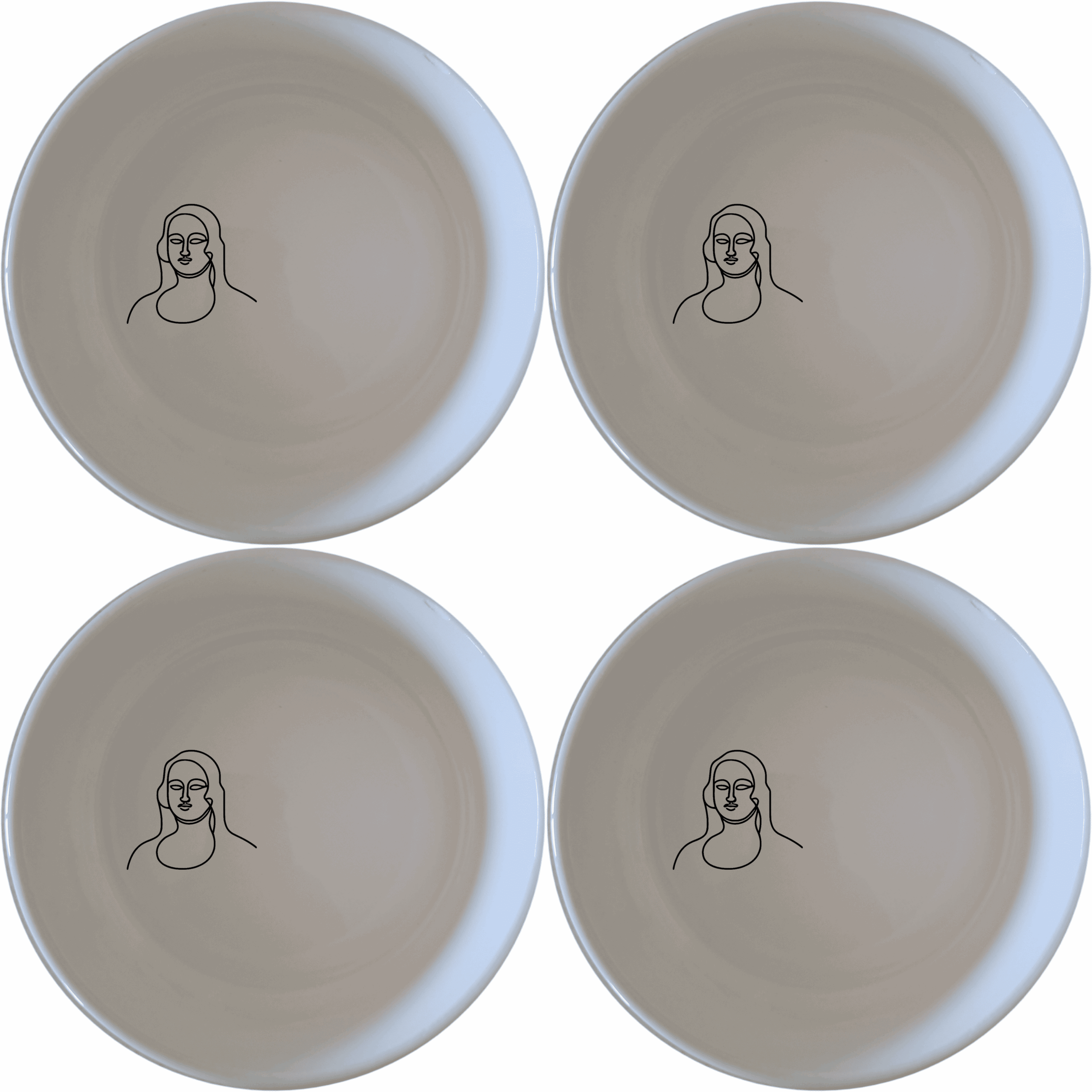 The Curvy Fat Mona Lisa Bowl Set of 4 - Range 4 features a unique, artistic design that brings a touch of classic art to your dining table.