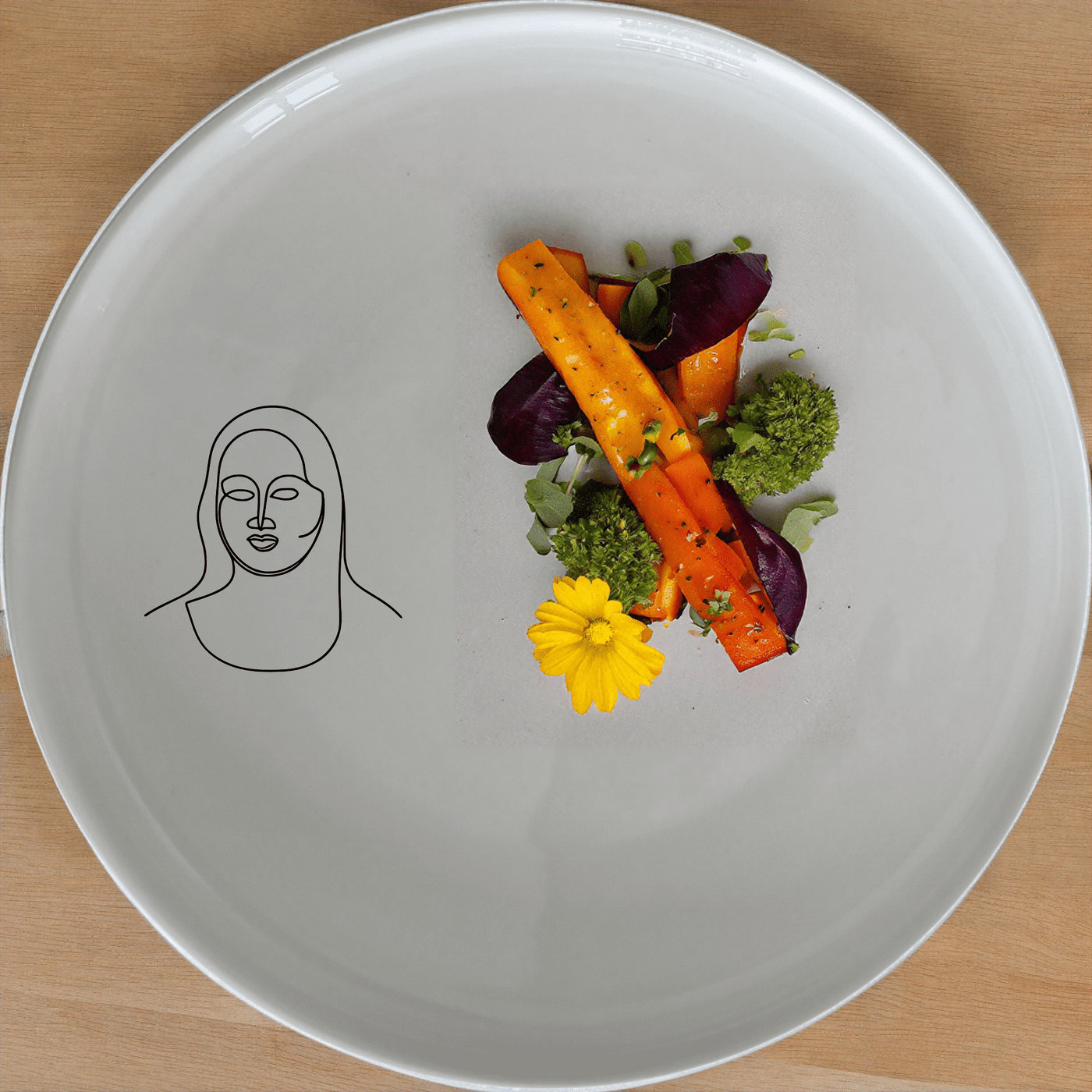 The Curvy Fat Mona Lisa Face Side Plate Set of 4 - Range 1 features a unique, artistic design that adds a touch of elegance to any dining table.