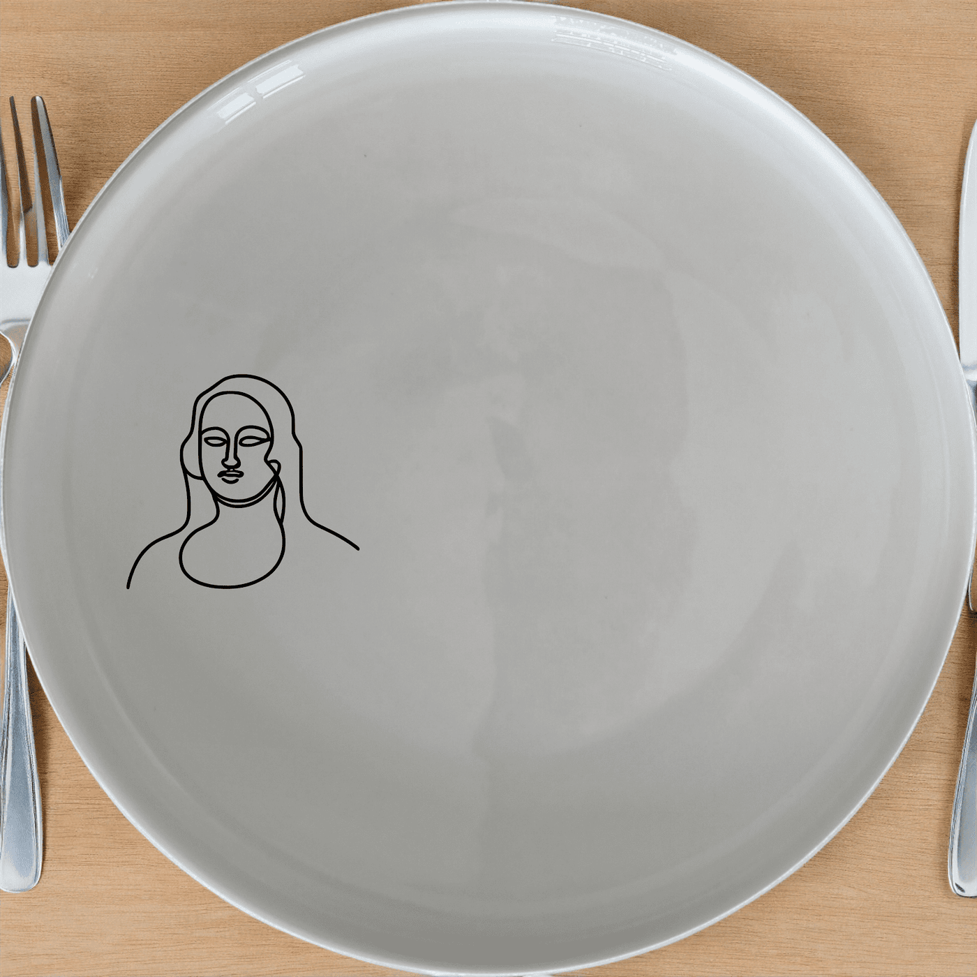Curvy Fat Mona Lisa Face Side Plate Set of 4 - Range 4 is a unique and artistic dinnerware set featuring a stylized, curvy depiction of the iconic Mona Lisa. This set of four side plates combines modern design with classic art, making it a perfect addition to any dining collection.