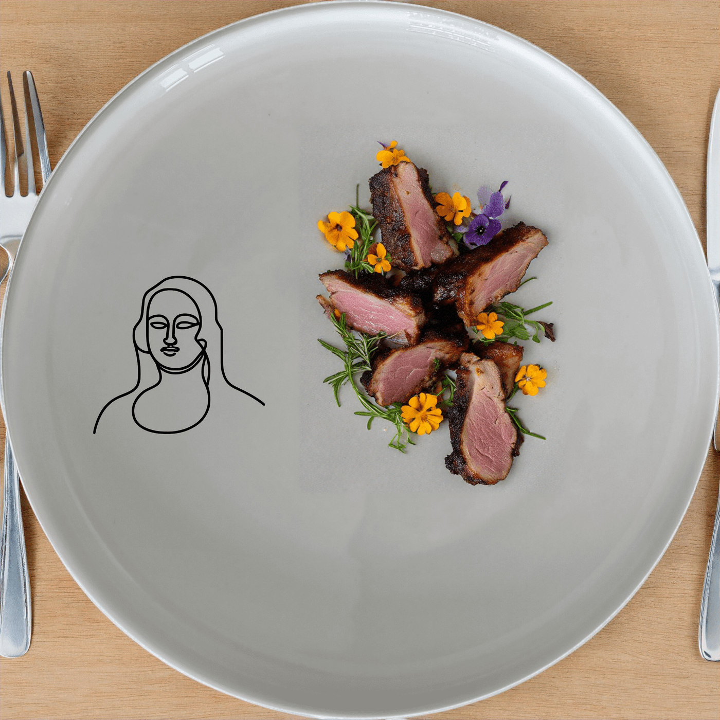 Curvy Fat Mona Lisa Face Side Plate Set of 4 - Range 4 is a unique and artistic dinnerware set featuring a stylized, curvy depiction of the iconic Mona Lisa. This set of four side plates combines modern design with classic art, making it a perfect addition to any dining collection.