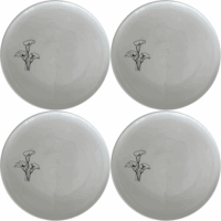 Arum Lilies Dinner Plate Set of 4 - Range 1 is a stunning addition to any dining table, featuring elegant laser-etched designs on white ceramic plates.