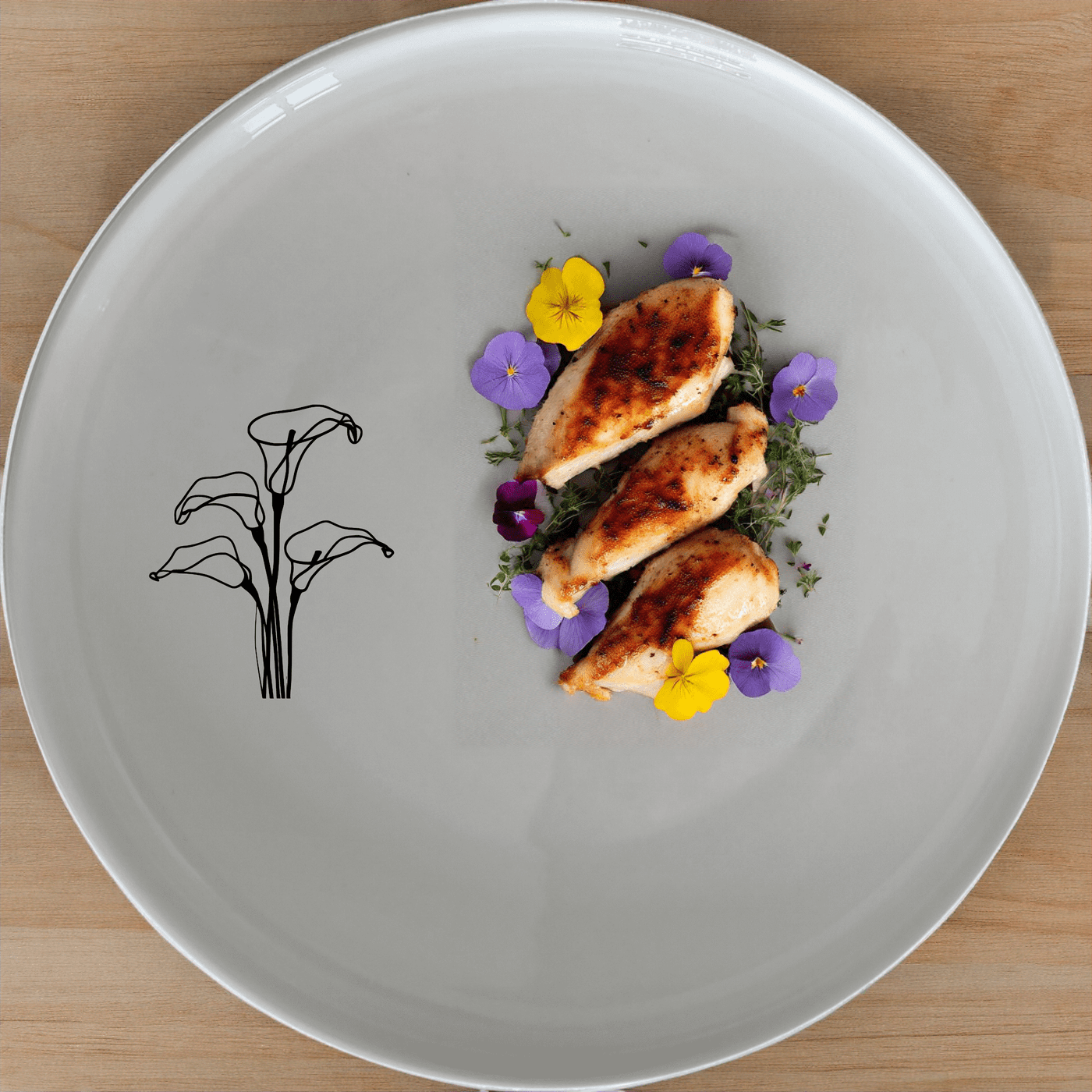 Arum Lilies Dinner Plate Set of 4 - Range 2 is a stylish and elegant dinner plate set featuring delicate arum lilies.