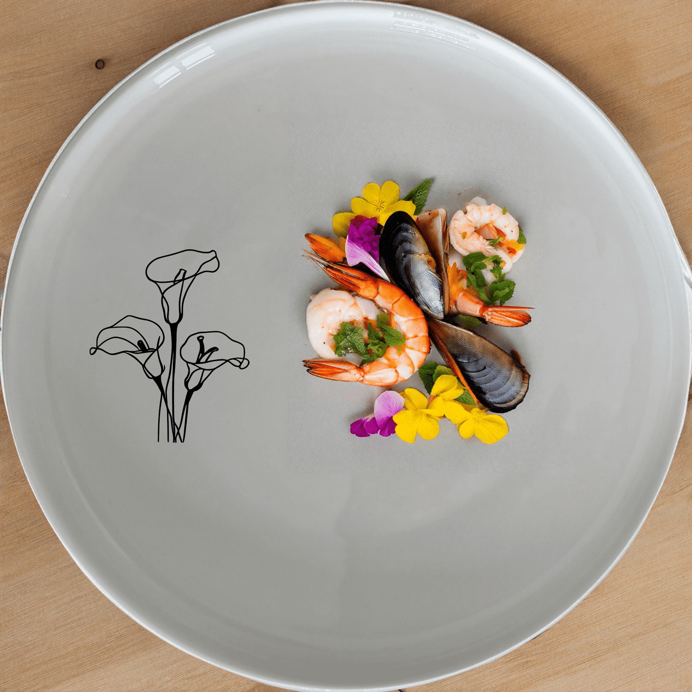 Arum Lilies Side Plate Set of 4 - Range 1 is a beautifully designed set of four white ceramic side plates featuring an elegant laser-etched arum lily design. Perfect for everyday use or special occasions.