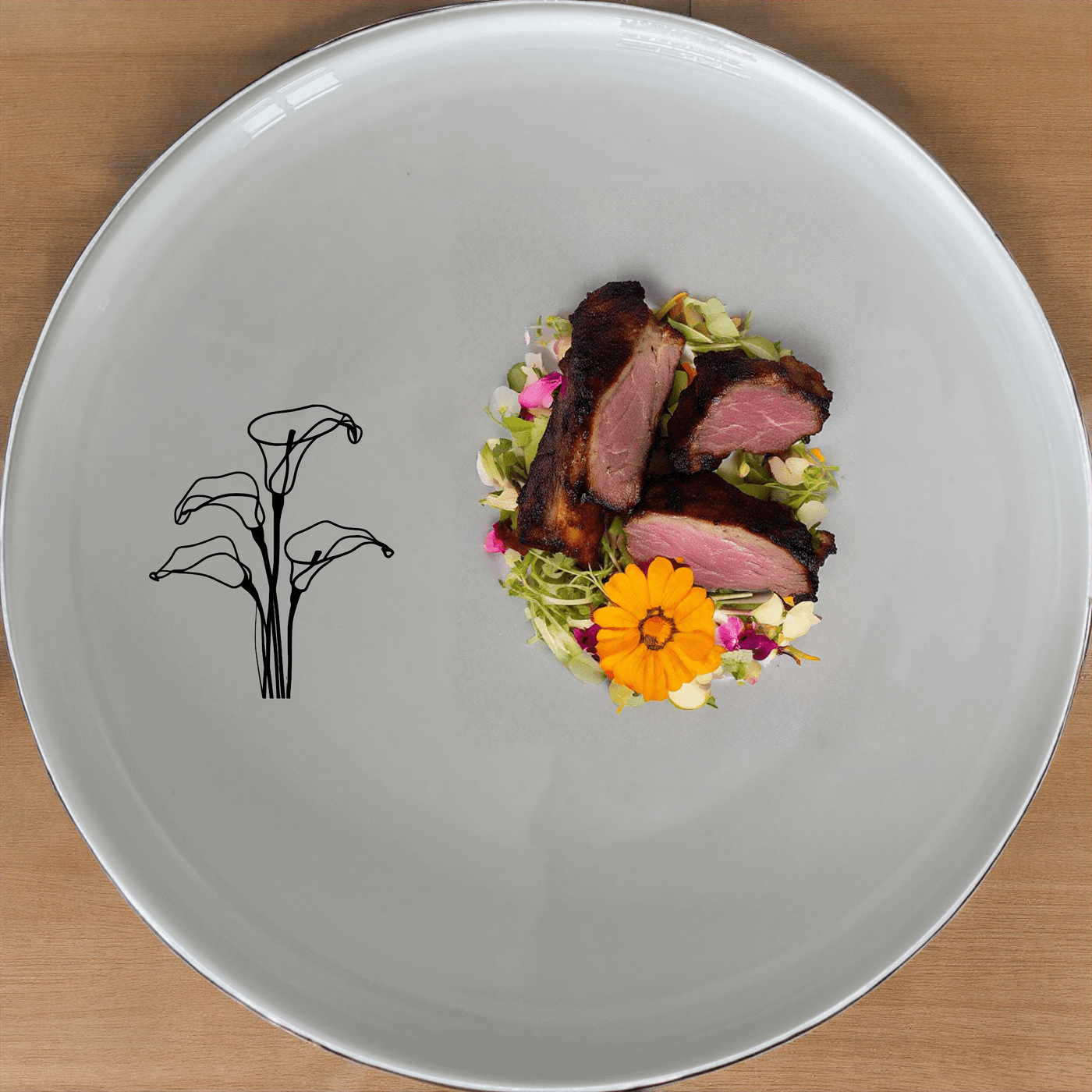 Arum Lilies Side Plate Set of 4 - Range 2 is a beautiful and elegant set of four white ceramic side plates, each featuring a delicate laser-etched arum lily design. Perfect for everyday use or special occasions, these plates are both dishwasher and microwave safe.