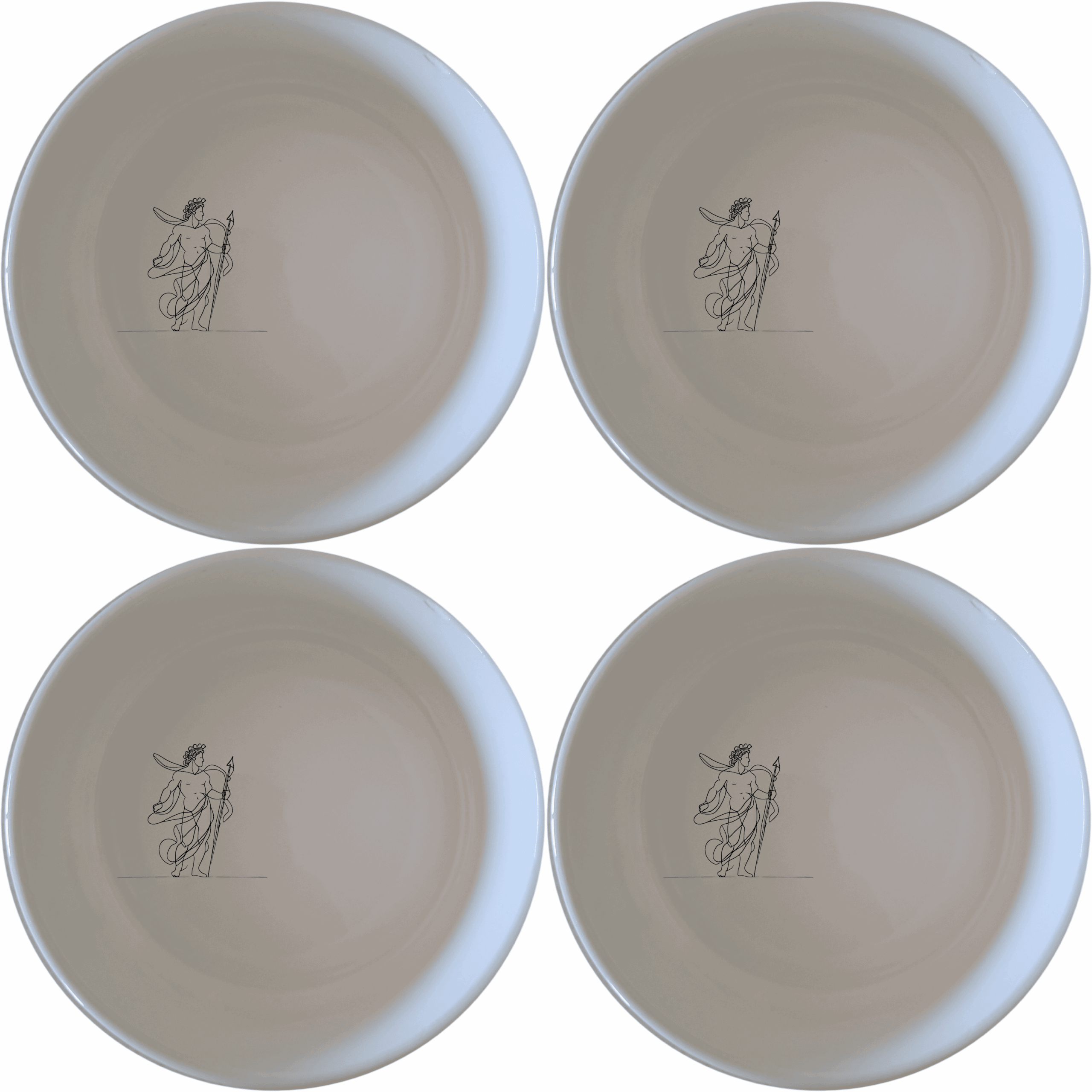 The Greek Mythology Imagery Bowl Set of 4 - Range 12 brings classical elegance to your dining table with intricate artwork.