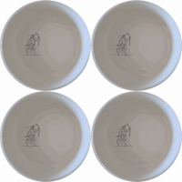 Discover the Mythology Imagery Ceramic Bowl Set of 4 - Range 4, a stunning collection of four 12cm white ceramic bowls featuring intricate laser-etched designs inspired by ancient Greek mythology.
