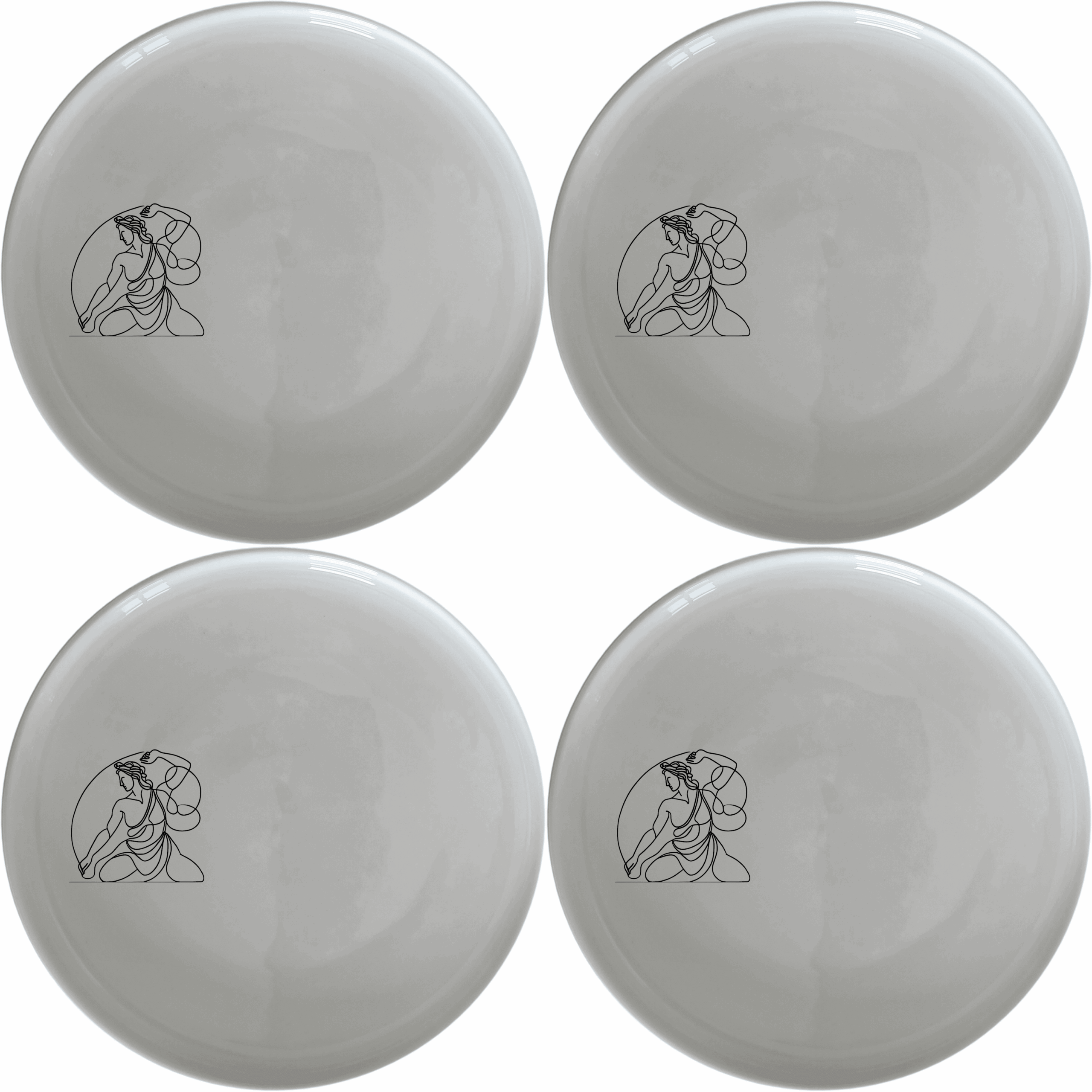 Greek Mythology Imagery Side Plate Set of 4 - Range 1 adds artistic flair to your dining table with intricate mythological designs.