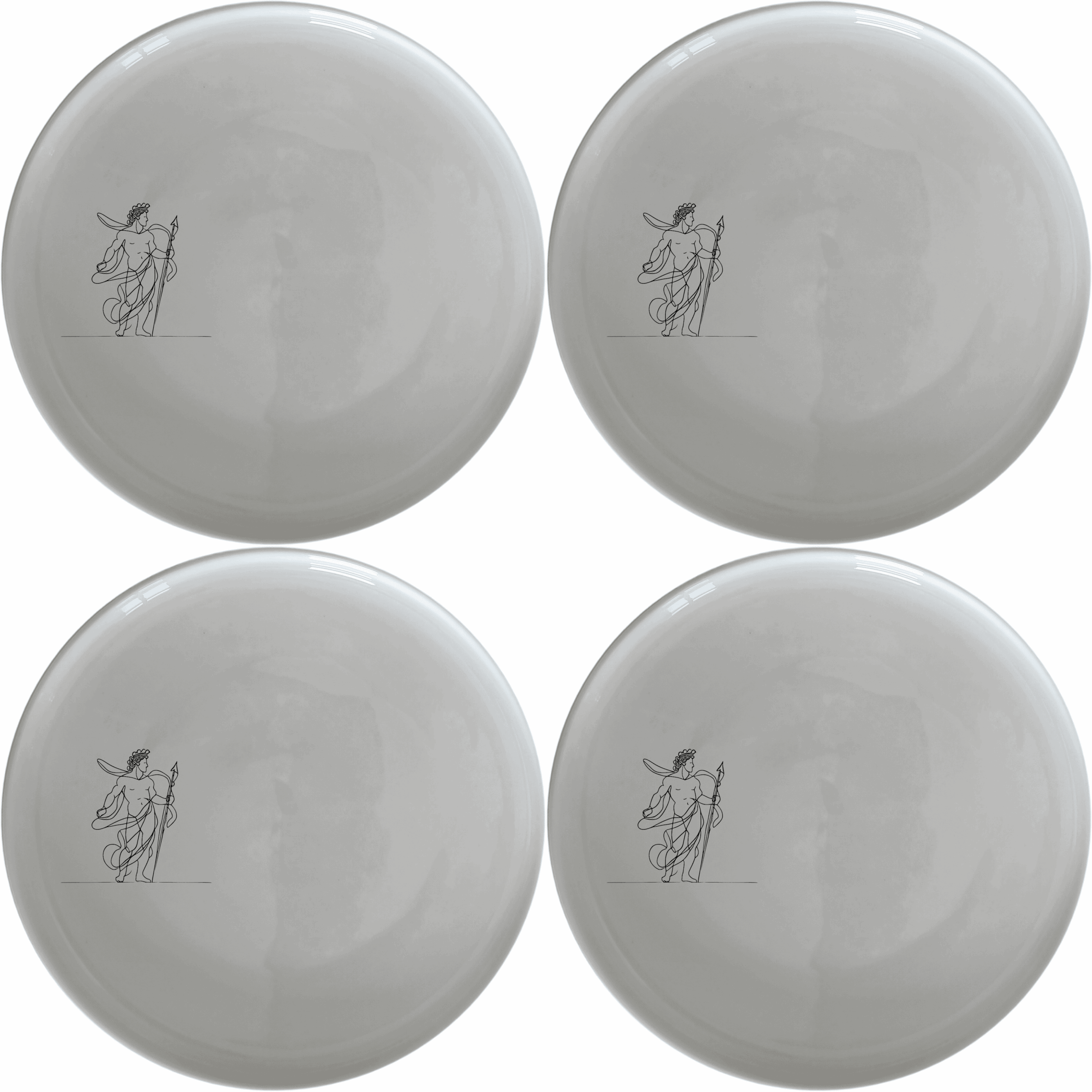 Greek Mythology Imagery Side Plate Set of 4 - Range 3 offers a timeless and artistic touch to your dining table with intricate mythological designs.
