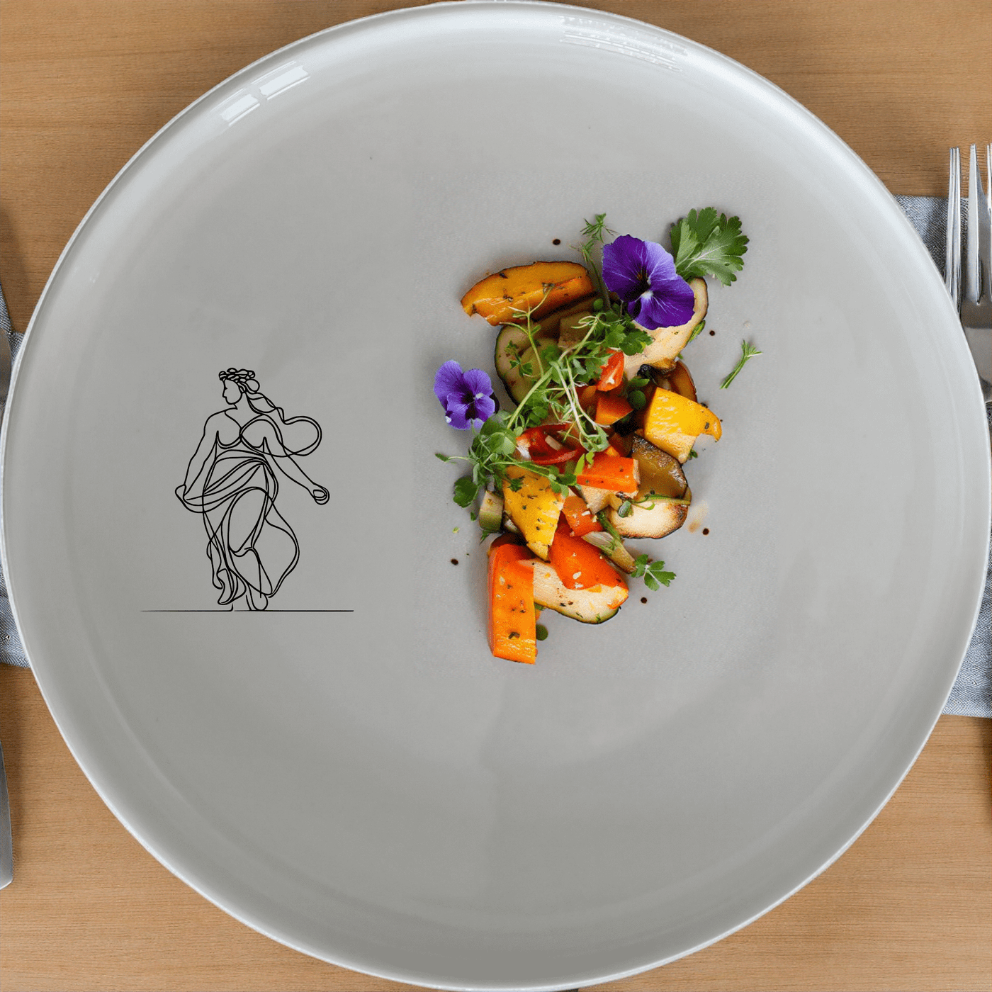 The Greek Mythology Imagery Dinner Plate Set of 4 - Range 2 brings classical elegance to your dining table with timeless artwork.