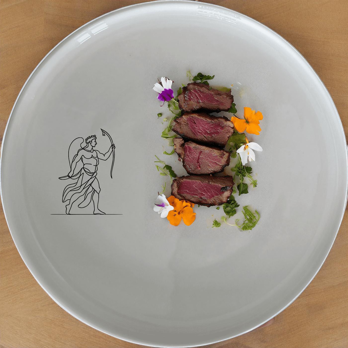 The Greek Mythology Imagery Side Plate Set of 4 - Range 4 brings classical elegance to your dining table with intricate laser-etched designs.